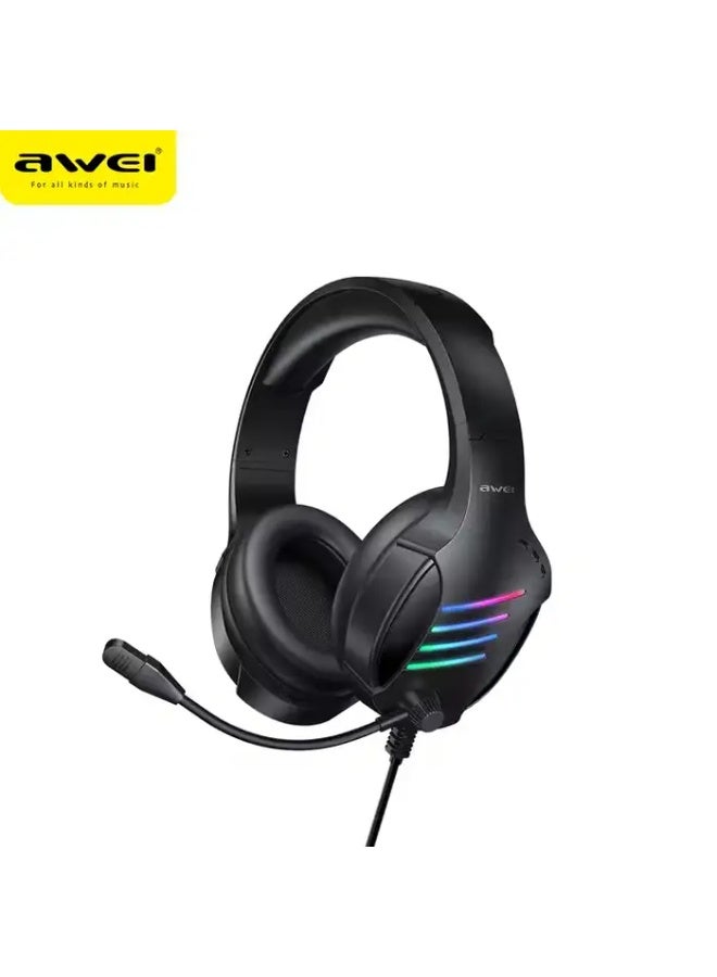 أوي Awei سماعة ألعاب Awei. GM-5 سلكية فوق الأذن مزودة بميكروفون وإضاءة LED، مناسبة لألعاب الكمبيوتر. - Image 1